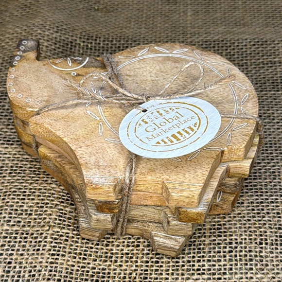 HANDCRAFTED IN INDIA WOODEN ELEPHANT COASTERS 4 PIECE SET - Picture 12 of 12